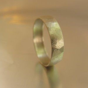 Wedding ring for men. 14k solid white gold wedding band. Unique handmade texture